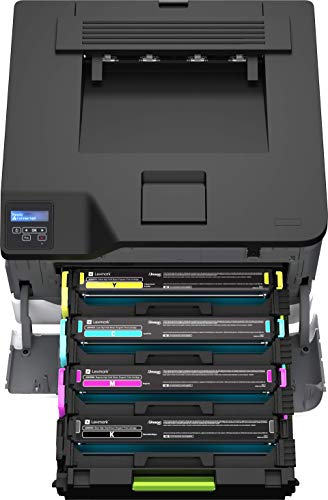 Lexmark C3326dw Color Laser Printer with Wireless Capabilities, Standard Two-Sided Printing, Two Line LCD Screen with Full-Spectrum Security and Prints Up to 26 ppm (40N9010), White/Gray