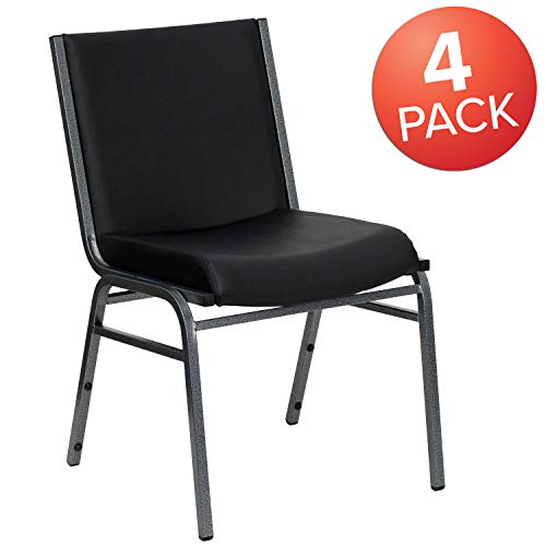 Flash Furniture 4 Pack HERCULES Series Black Vinyl Stack Chair
