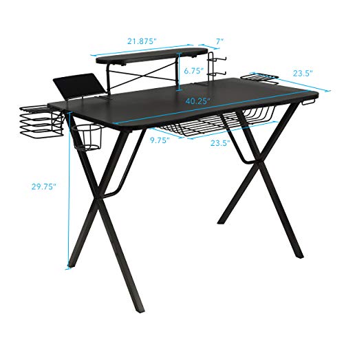 Atlantic Gaming Original Gaming-Desk Pro - Curved-Front, 10 Games, Controller, Headphone & Speaker Storage, 40.25x23.5 inch Curved Front Desktop, Enhanced Larger Design