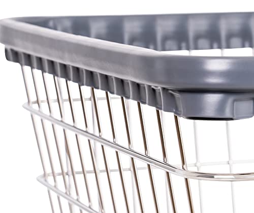 R&B Wire 200F Large Heavy Duty Rolling Wire Utility Cart, 4.5 Bushel, Chrome