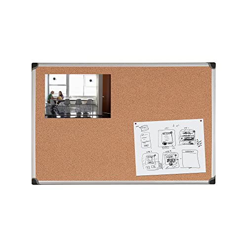 MasterVision Maya Series Self-Healing Cork Bulletin Board, Wall Mounting Push Pin Cork Board , 48" x 72", Aluminum Frame,Brown