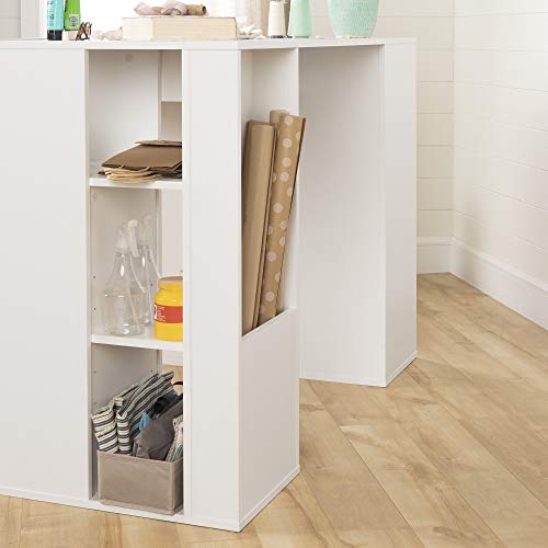 South Shore Crea Counter-Height Craft Table with Scratchproof Surface and Interchangeable Modules - 4 baskets included, Pure White