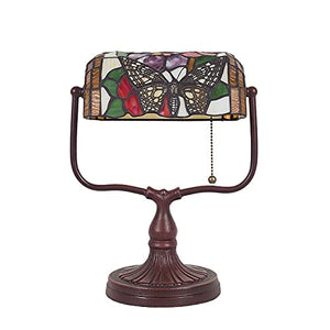 None European Banker Tiffany Desk Lamp Retro Butterfly Bedroom Bedside Office