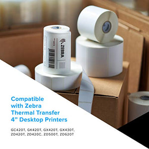 Zebra 4 x 6 in Thermal Transfer Polypropylene Labels PolyPro 3000T Permanent Adhesive Shipping Labels 1 in Core 4 rolls 10031650SP