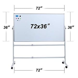 Whiteboard with Stand 72" x 36"Large Mobile Whiteboard Rolling Magnetic Dry Erase Board Office Classroom White Board on Wheels (72“×36“)