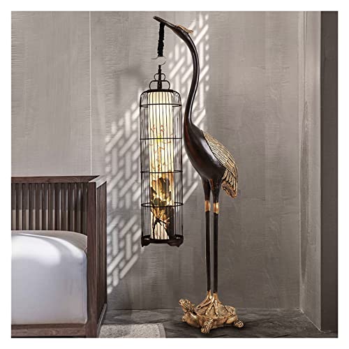 WAOCEO Modern Rustic Chinese Crane Lotus Floor Lamp