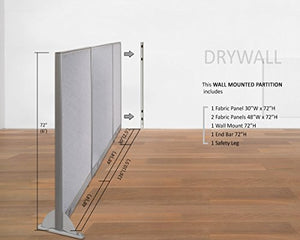 GOF Wall Mounted Office Partition - Large Fabric Room Divider Panel - 126" W x 72" H