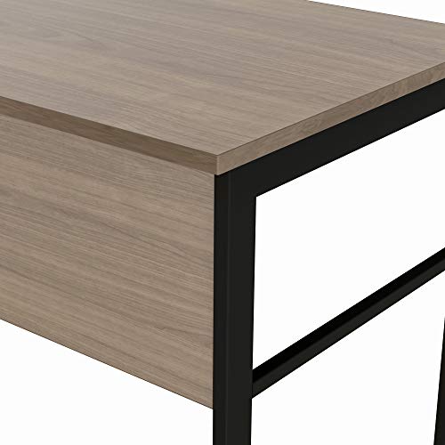 Linea Italia Urban L-Shaped Corner Home Office Easy to Assemble Modern Metal Computer Desk, Wood Top & Black Steel Frame, 60" x 60", Walnut
