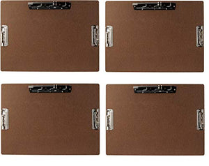 17 x 11 Inches Hardboard/Clipboard with 8-Inch Lever Operated Clip and 2-4" Lever Operated Clip Brown (Fоur Расk)