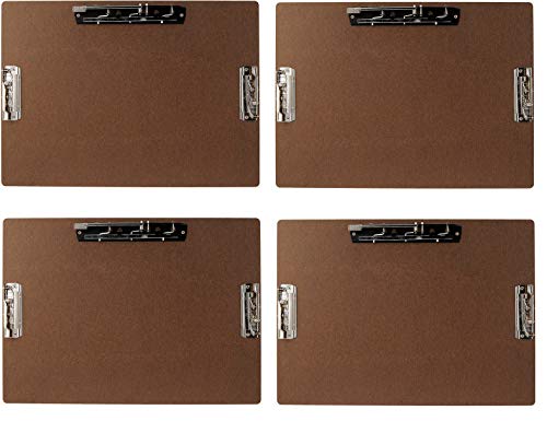 17 x 11 Inches Hardboard/Clipboard with 8-Inch Lever Operated Clip and 2-4" Lever Operated Clip Brown (Fоur Расk)