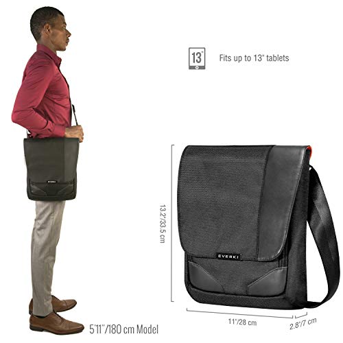 Everki EKS622XL Venue X-Large Premium RFID Mini Messenger Bag for 12-Inch iPad Pro/Surface Pro/MacBook Black