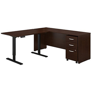 Bush Business Furniture Series C 72W L Shaped Desk with 48W Height Adjustable Return and Storage in Mocha Cherry