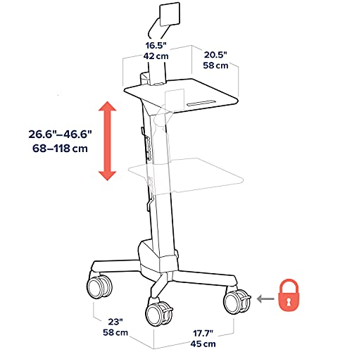 Ergotron Neo-Flex Rolling Computer Cart - Mobile Standing Desk Workstation - Grey