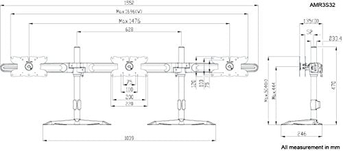 Amer AMR3S32 - Stand - for 3 LCD Displays