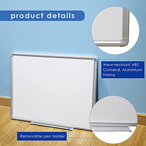 Wall Mounted whiteboard, 60x36 inch Large Magnetic Dry Erase Board for Home Office and School Supplies, Silver Aluminium Frame with Detachable Marker Tray, Markers Eraser and Magnets Included