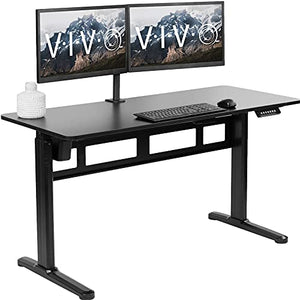 VIVO Electric 55 x 24 inch Stand Up Desk, Complete Height Adjustable Standing Home & Office Workstation with Push Memory Controller, Black Frame and Top, DESK-E155TB