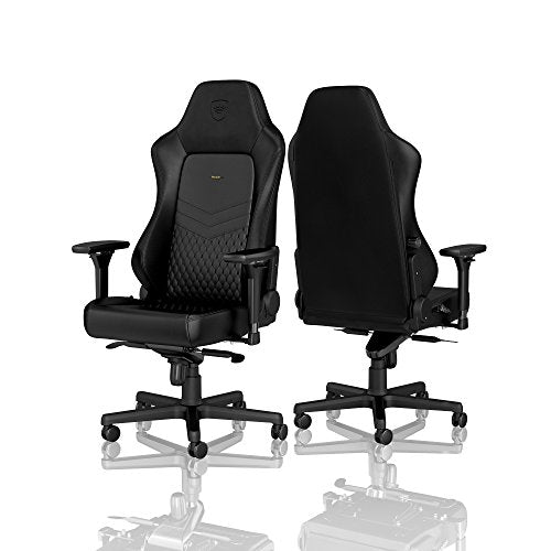 noblechairs Hero Gaming Chair - Office Chair - Desk Chair - Real Leather - 330 lbs - 125° Reclinable - Lumbar Support - Racing Seat Design - Black