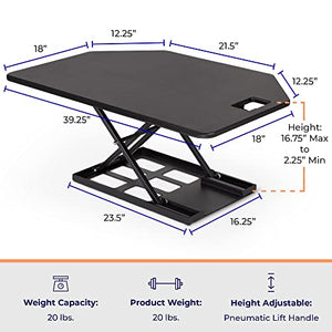 Stand Steady X-Elite Pro | Premier Corner Standing Desk Converter | Extra Large 40 Inch Sit to Stand Desk | Fully Assembled | Height Adjustable Desk Converter for Cubicles and L-Shaped Desks (Black)