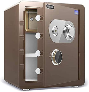 DJDLLZY Safe Box Fireproof Waterproof Combination Lock,The High Security Steel Lock Safe Mechanical Lock All Steel Safe Large Capacity 45cm Anti-Theft (Color : Brown)