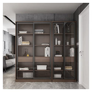 LCARS Floor-to-Ceiling Bookcase with Glass Sliding Doors - Medium Size