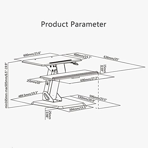 Standing Desk Converter 23.6inch Height Adjustable Sit to Stand Up Desk Riser Home Office Desk Workstation with Keyboard Tray Black