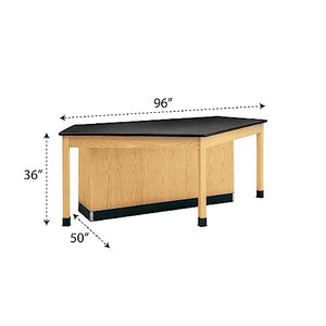 Diversified Woodcrafts Classroom Science Workstation, 4 Student, 96" W x 50" D x 36" H, Oak Base, Epoxy Resin Top, USA Made