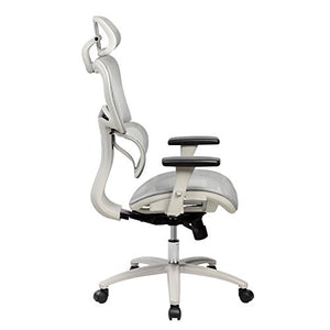 Techni Mobili High Back Mesh Office Executive Chair with Neck Support. Color: Grey