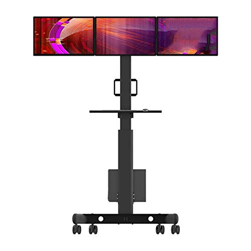 DADHI Monitor Bracket Rolling TV Stand Mobile TV Cart for 24-30 Inch Height Adjustment Lockable Caster Flat Panel LED LCD Plasma Screen Trade Show Multimedia Cart