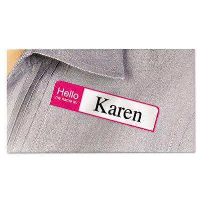 Avery 5153 Flexible Self-Adhesive Mini Badge Labels, 1 x 3 3/4, Hello, Bright Asst, 100/PK