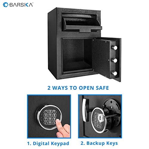 BARSKA Digital Multi-User Keypad Security Depository Drop Safe with Front Load for Cash, Money, Mail, Business, AX13656