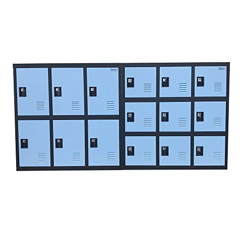 MECOLOR-Metal Kids Locker for Girls Bedroom and Playroom Storage for Clothes,Bags,Toys and Book (Blue, W6D-Padlock)