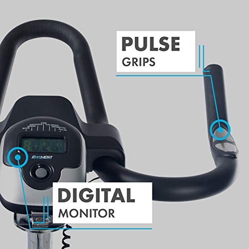 EFITMENT Indoor Cycling Bike, Magnetic Resistance Belt Drive Exercise Stationary Cycle w/ Digital Monitor, Pulse Grips, Ipad/Tablet Holder, Chromed Flywheel (29 LB Flywheel)