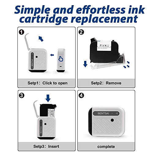 BENTSAI B10 Mini Handheld Portable Printer Mobile Inkjet Wirless WiFi Printer with iOS/Android APP DIY Printing Quick Dry QR-Code Barcode Date Logo Batch Number Print on Cartoon Wood Paper (White)