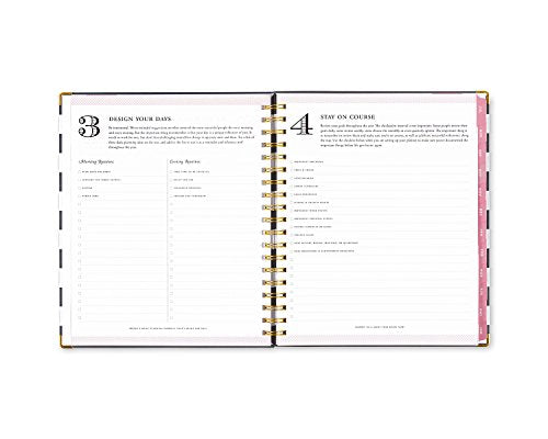 Day Designer for Blue Sky 2017-2018 Academic Year Weekly & Monthly Planner, Twin-Wire Bound, 8" x 10", Navy Stripe Hardcover
