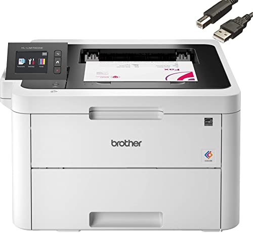 Brother HL-L3270CDW Compact Wireless Digital Color Printer with NFC, Auto 2-Sided Printing, Built-in Wireless, 25ppm, 600 x 2400 dpi, 250-sheet, Works with Alexa - Bundle with JAWFOAL Printer Cable