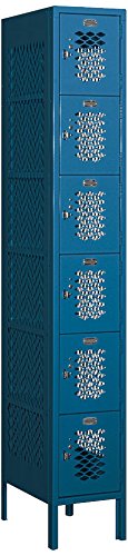 Salsbury Industries 76168BL-U Six Tier Box Style 12-Inch Wide 6-Feet High 18-Inch Deep Unassembled Vented Metal Locker, Blue