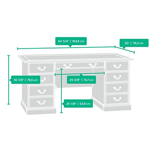 Sauder 402159 Heritage Hill Executive Desk, L: 64.96" x W: 30.00" x H: 30.24", Classic Cherry finish