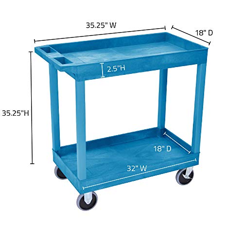 Luxor Tub Cart with Two Shelves - 32" x 18" - EC11HD-BU