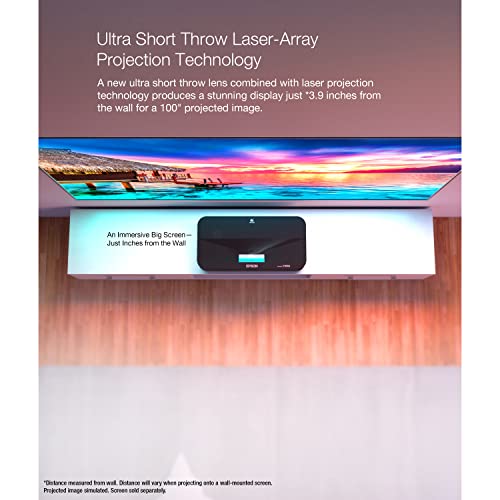 Epson EpiqVision Ultra LS800 4K PRO-UHD Laser Projector, 4,000 Lumens, 150" - Black