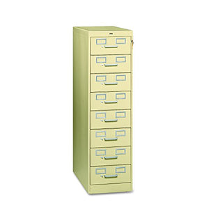 Tennsco 8-Drawer File Cabinet for 3x5 and 4x6 Cards, 15x52-Inch, Putty