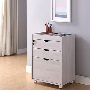 PayLessHere Mobile File Cabinet with 3 Drawers and Top Sorter - White