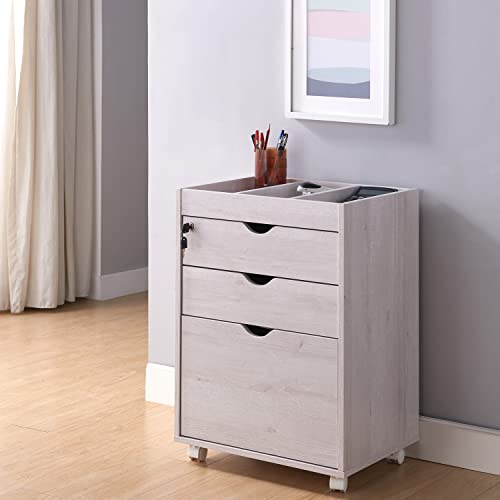 PayLessHere Mobile File Cabinet with 3 Drawers and Top Sorter - White