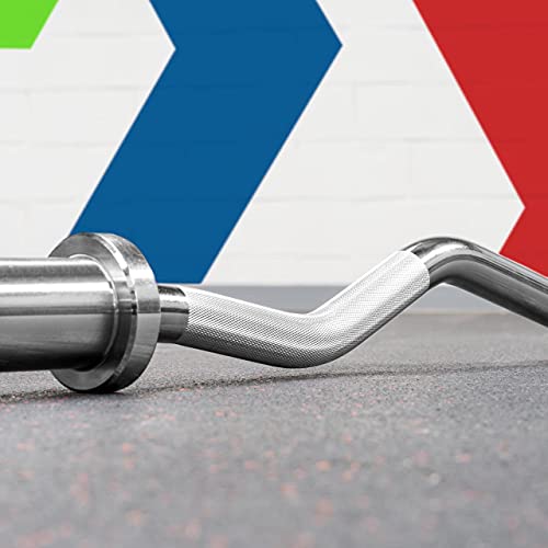 METIS EZ Curl Bar - Tricep Bar for Arm Weights Exercises | Weight Bars For Lifting | Bicep Curl Bar | Strength Training Equipment | EZ Weight Bar (+ 55lb Weight Plates [Pair])