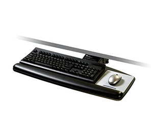 3M Keyboard Tray, Simply Turn Knob to Adjust Height and Tilt, Sturdy Tray Includes Gel Wrist Rest and Precise Mouse Pad, Swivels Side to Side and Stores Under Desk, 17" Track, Black (AKT60LE)