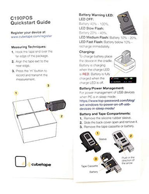 Cubetape C190SHP Parcel Dimensioner Barcode Scanner Wireless Bluetooth Handheld Tape Measurer for Measuring Parcels, Packages, Boxes, Pallets