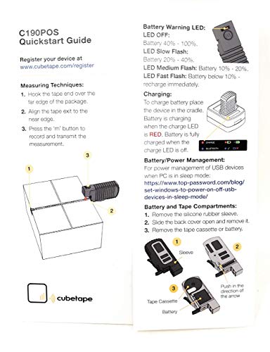 Cubetape C190SHP Parcel Dimensioner Barcode Scanner Wireless Bluetooth Handheld Tape Measurer for Measuring Parcels, Packages, Boxes, Pallets
