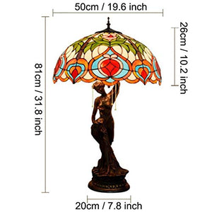MaGiLL Tiffany Style Hand Painted Glass Desk Lamp 20 Inch - European Backlight for Living Room, Coffee Table, Bedroom - Creative Gift (B)