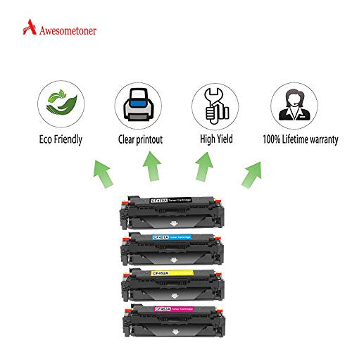 Awesometoner Compatible 4 Pack CF450A CF451A CF452A CF453A 655A Toner Cartridge For HP Color LaserJet Enterprise M653's Yield BK 12500 CMY 10500 Pages