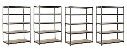 Muscle Rack UR482472PB5PAZ-SV Silver Vein Steel Storage Rack, 5 Adjustable Shelves, 4000 lb. Capacity, 72" Height x 48" Width x 24" Depth (Pack of 4)