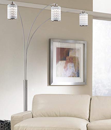 NOVA of California 2311078 Flora Contemporary Three Light Arched Floor Lamp, Metal with Weathered Brass Finish and Dimmer Switch, Modern Over The Sofa Living Room Light